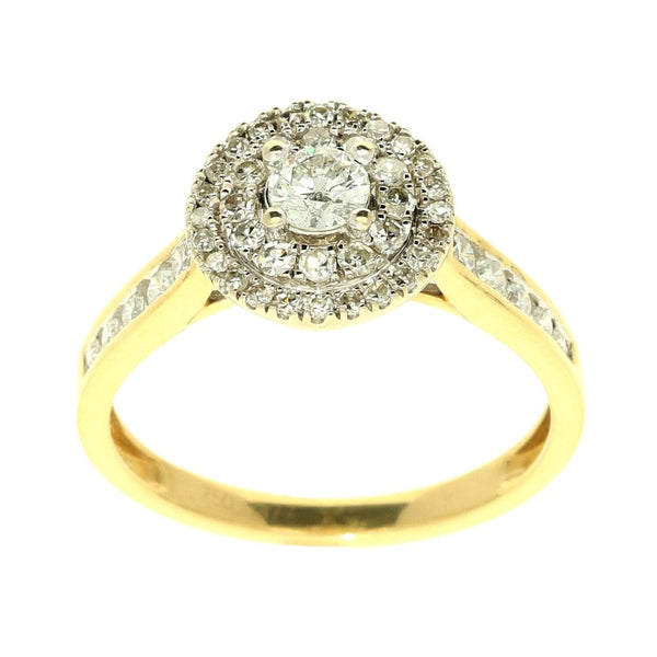 Beautiful 18ct Yellow Gold Halo Style Engagement Ring - 0.77ct