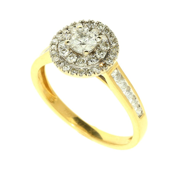 Beautiful 18ct Yellow Gold Halo Style Engagement Ring - 0.77ct