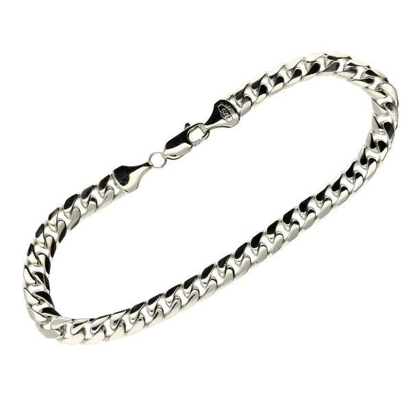 9ct White Gold Gents 7.5-Inch Curb Bracelet - 15.1g