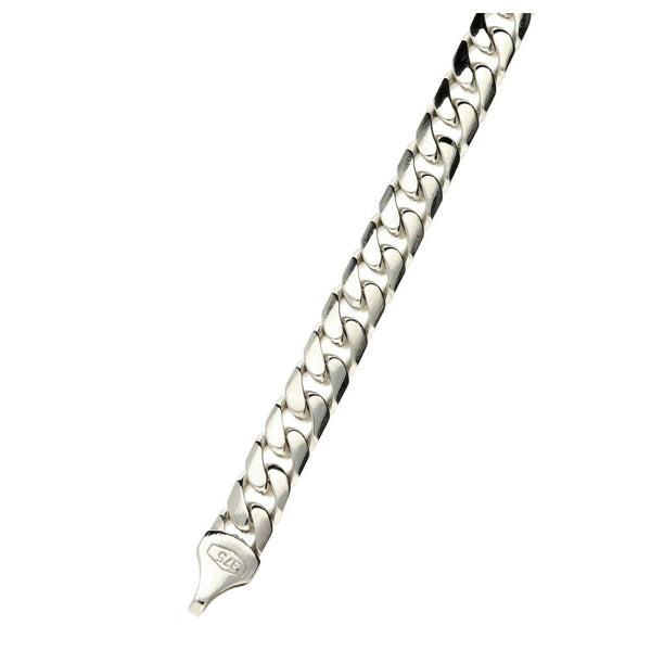 9ct White Gold Gents 7.5-Inch Curb Bracelet - 15.1g