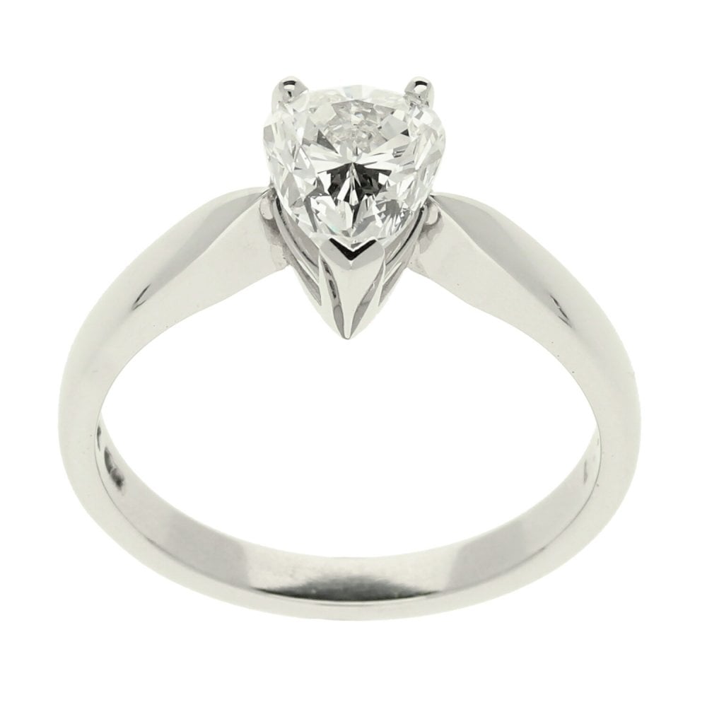 Platinum Pear Cut Diamond Ring - 1.32ct