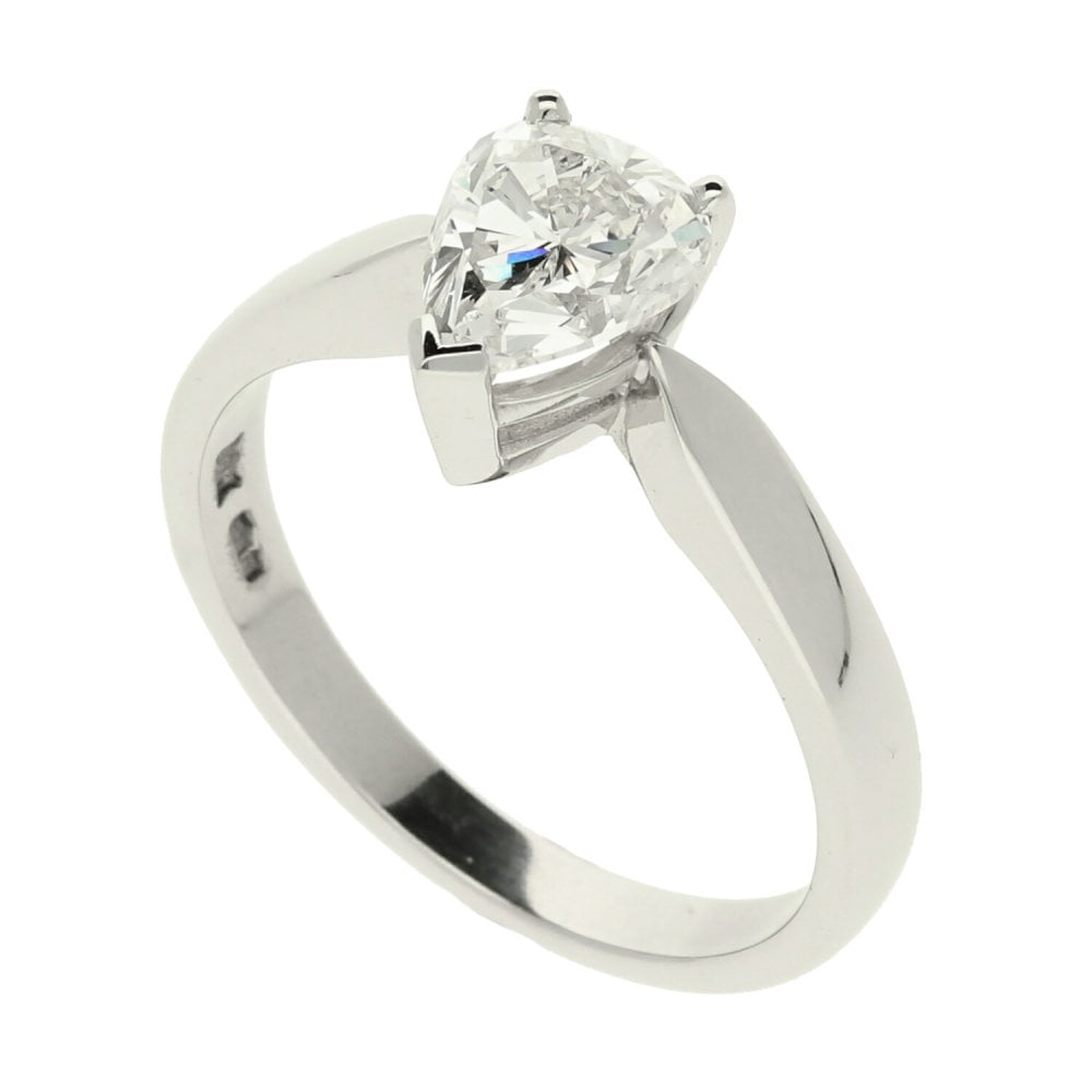 Platinum Pear Cut Diamond Ring - 1.32ct