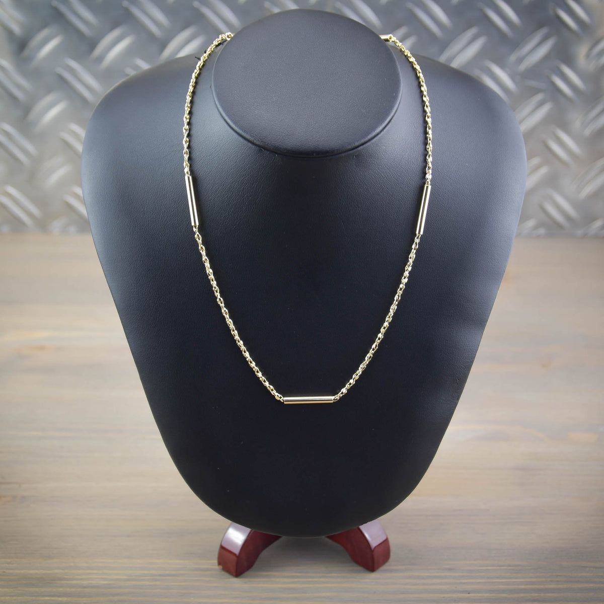 9ct Yellow Gold 31.5-Inch 'Fancy Bar' Chain - 20.1g