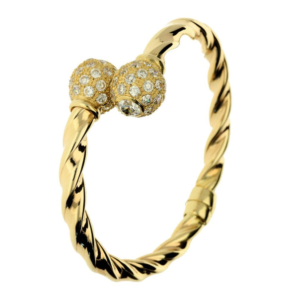 9ct Yellow Gold CZ Torque Bangle - 18.9g