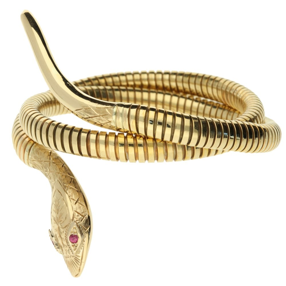 9ct Yellow Gold Snake Bangle - 25.6g