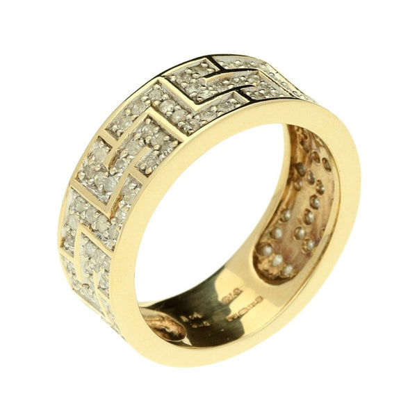 9ct Yellow Gold Gents Diamond Ring - 7.8g
