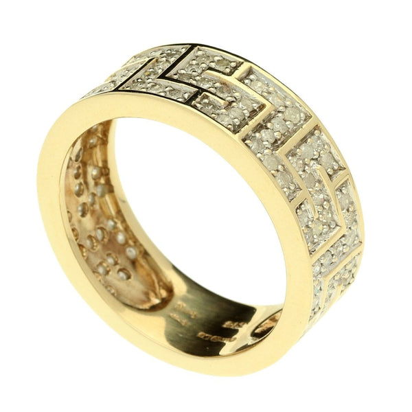 9ct Yellow Gold Gents Diamond Ring - 7.8g