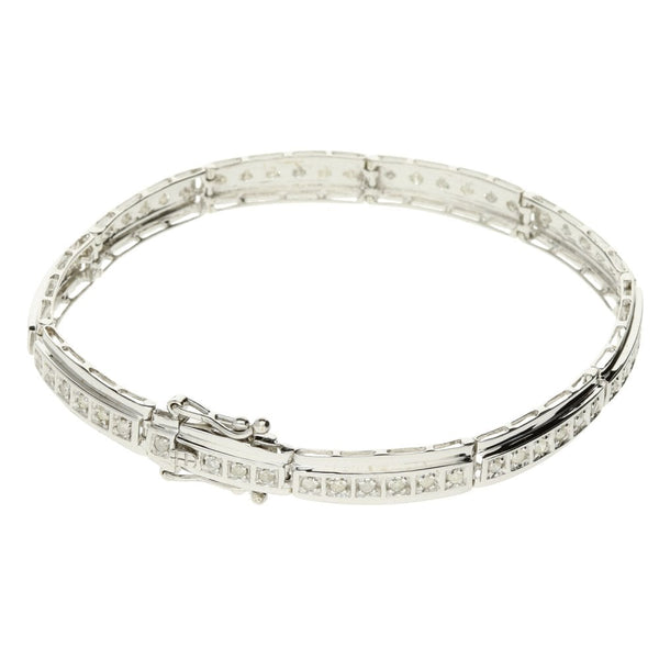 9ct White Gold 1.00ct Diamond Bracelet - 9.5g