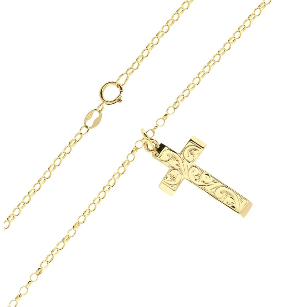 9ct Yellow Gold Cross & 22-Inch Chain - 5.6g