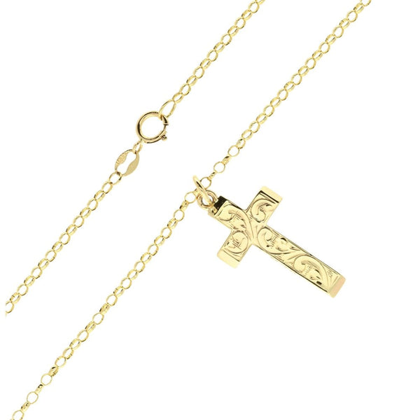 9ct Yellow Gold Cross & 22-Inch Chain - 5.6g