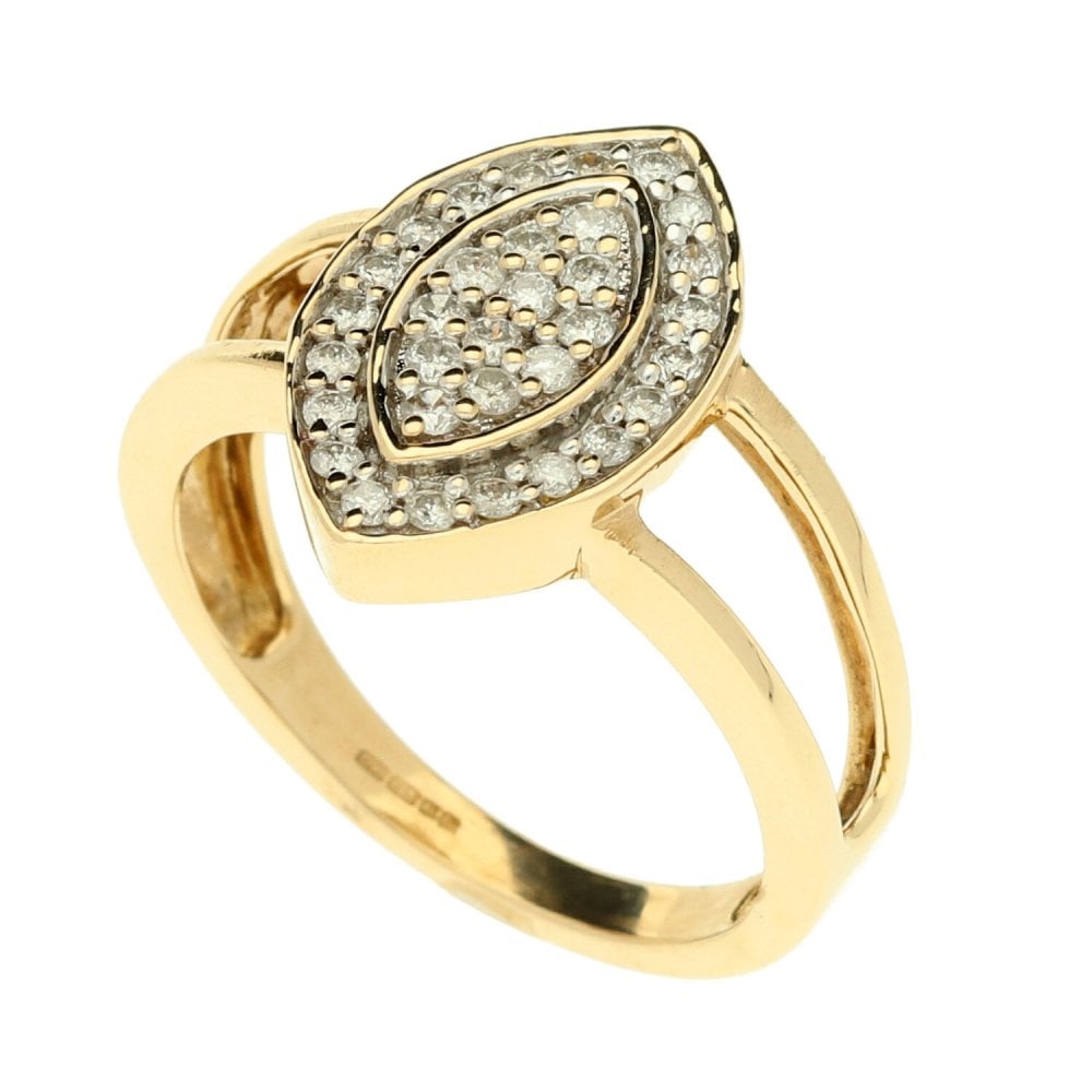 9ct Yellow Gold Pavé Set Diamond Ring - 0.64ct
