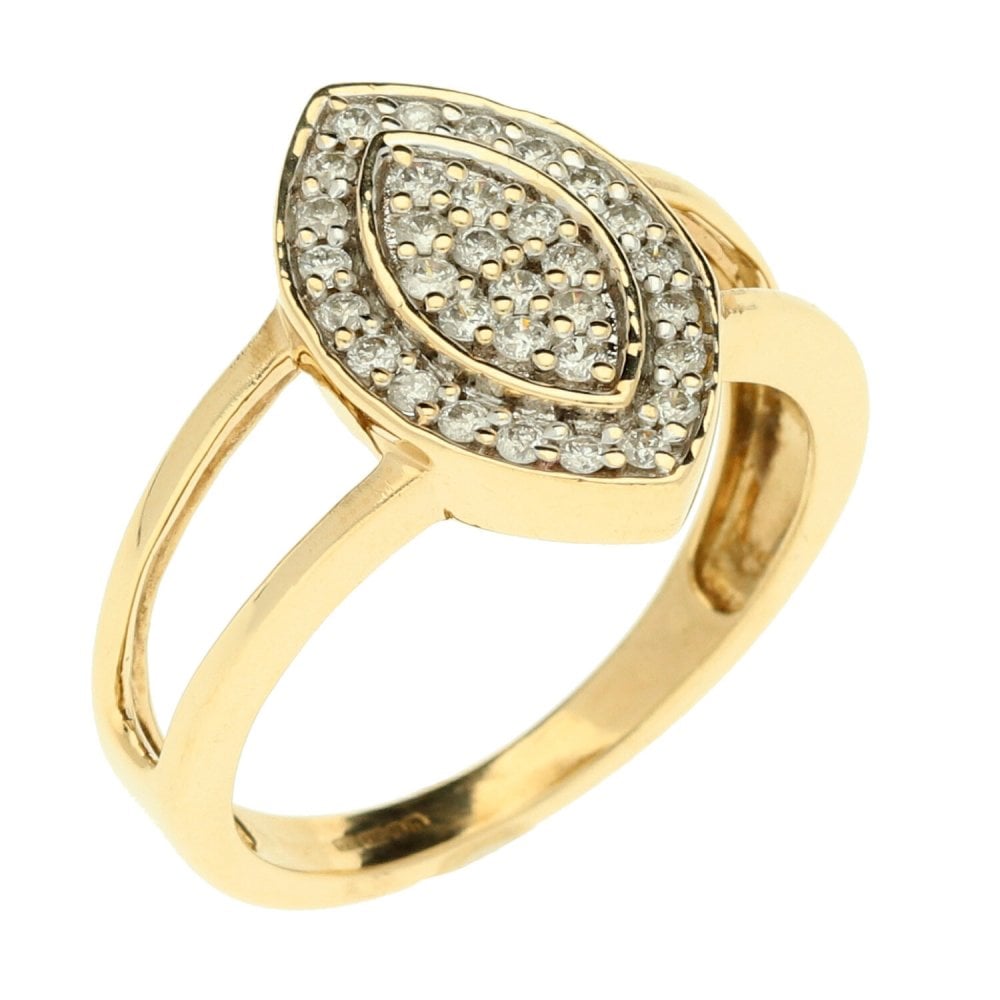 9ct Yellow Gold Pavé Set Diamond Ring - 0.64ct