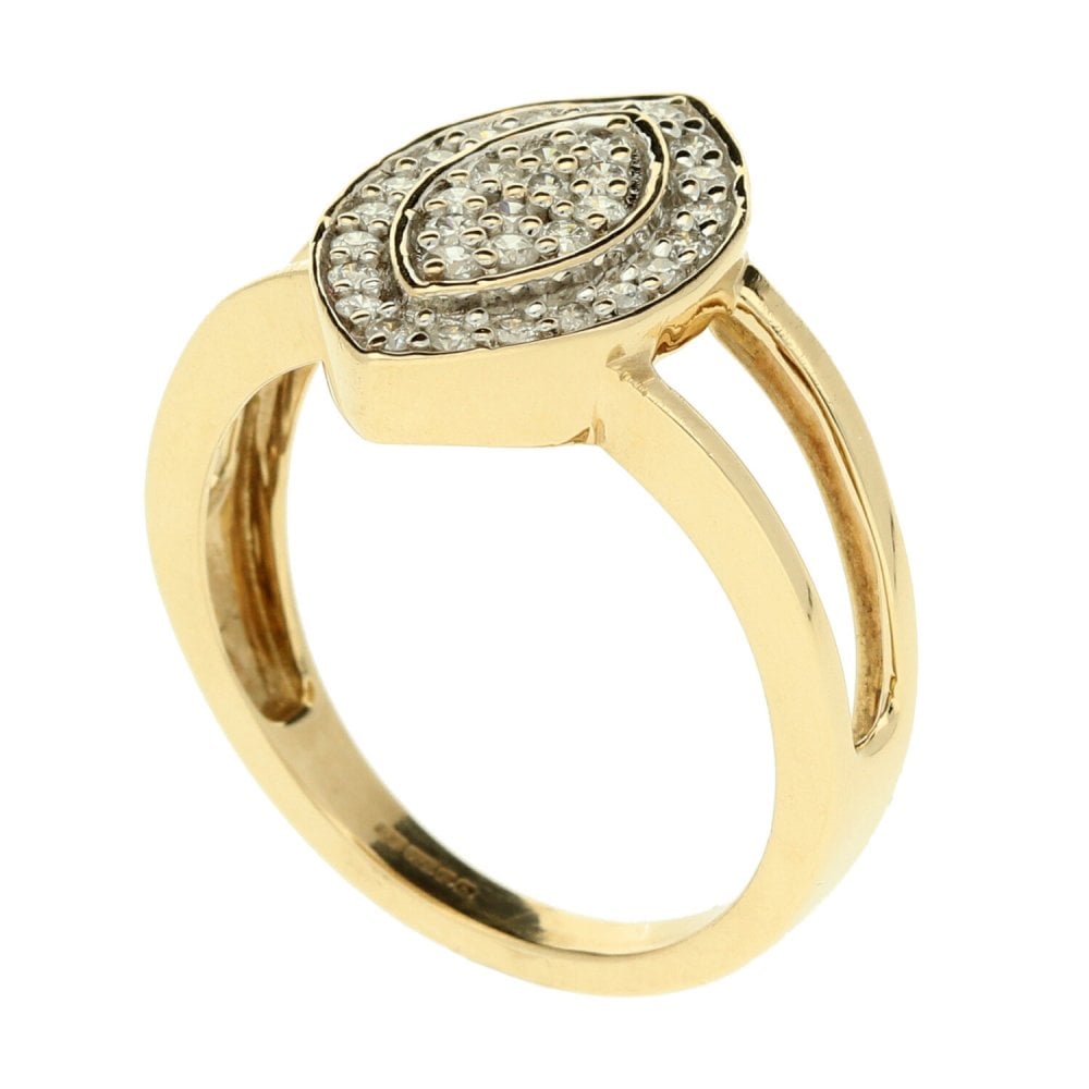 9ct Yellow Gold Pavé Set Diamond Ring - 0.64ct