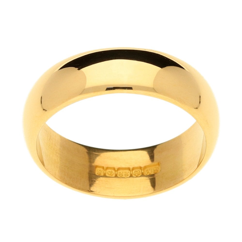 22ct Gold 6mm D-Shape Wedding Ring - 8.4g