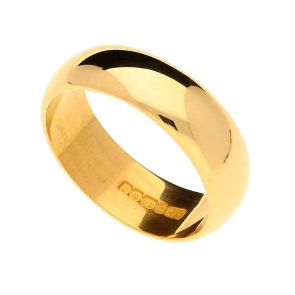 22ct Gold 6mm D-Shape Wedding Ring - 8.4g