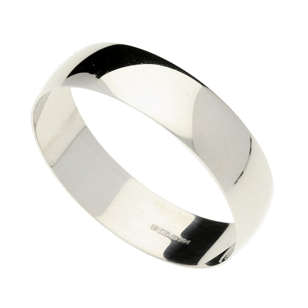 9ct White Gold 6mm Wedding Ring - 2.5g