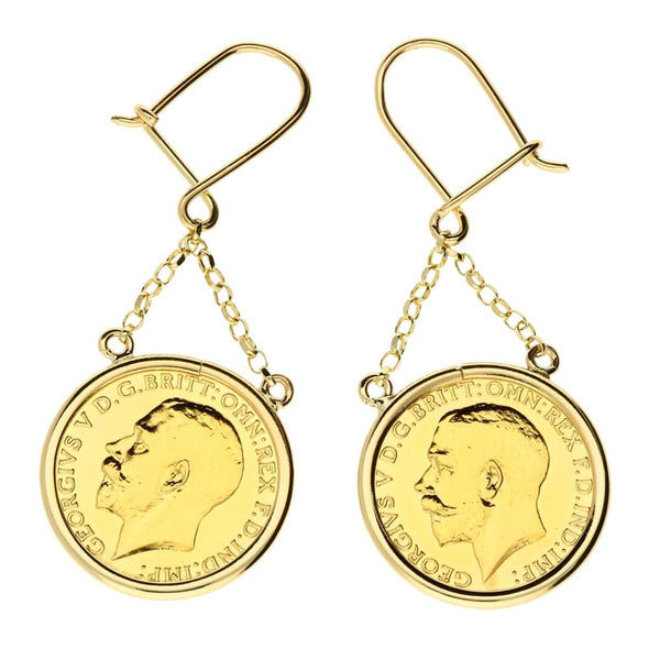 1911 Gold Half-Sovereign Earrings - 10.9g