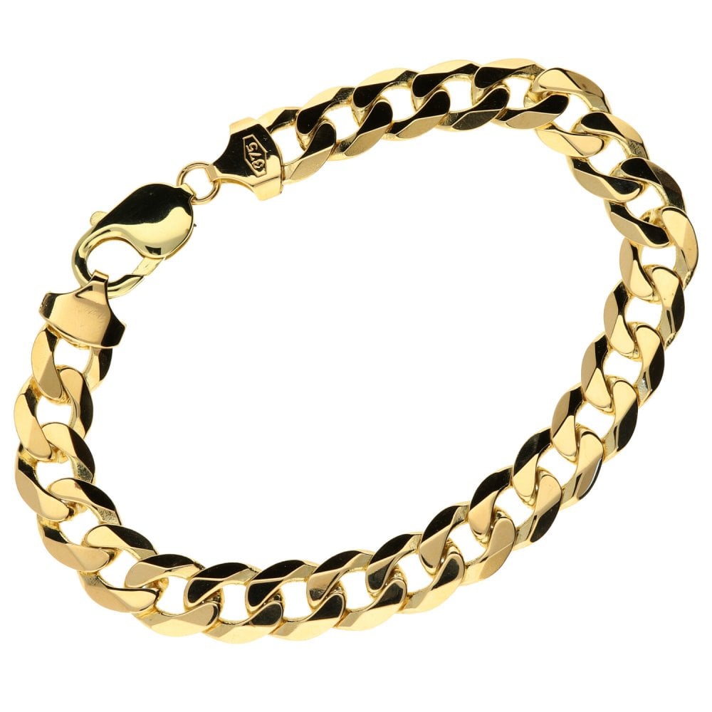 9ct Yellow Gold 8.5" Gents Curb Bracelet - 29.6g