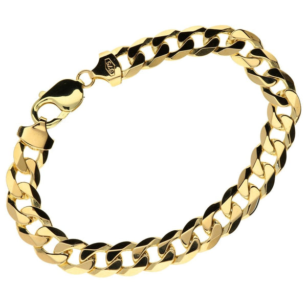 9ct Yellow Gold 8.5" Gents Curb Bracelet - 29.6g