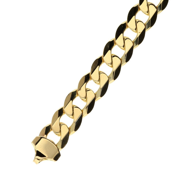9ct Yellow Gold 8.5" Gents Curb Bracelet - 29.6g