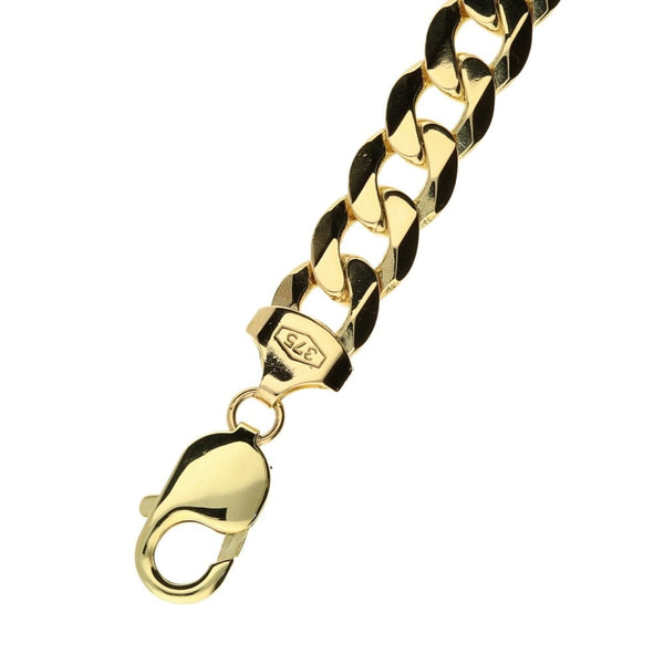 9ct Yellow Gold 8.5" Gents Curb Bracelet - 29.6g