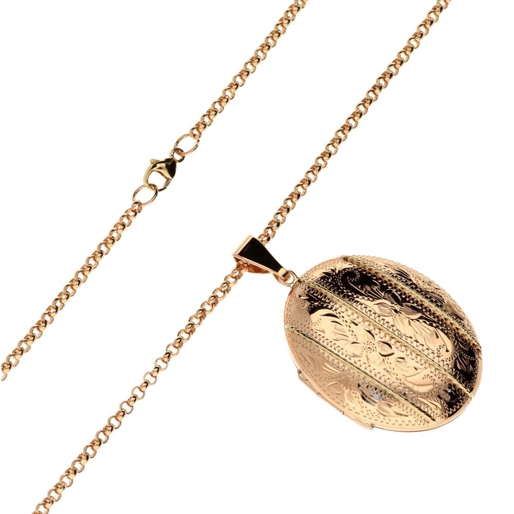 9ct Rose Gold Medium Locket & Chain - 19.9g