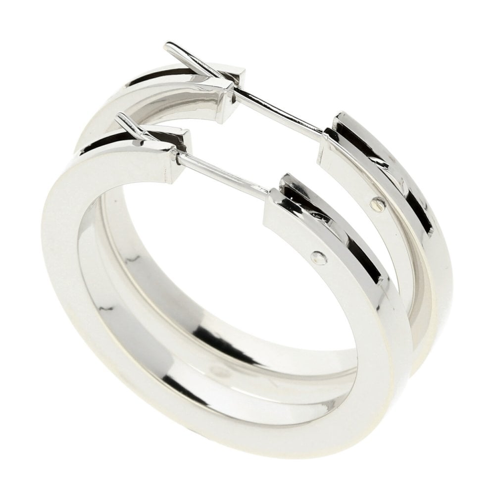 9ct White Gold Hoop Earrings - 3.5g