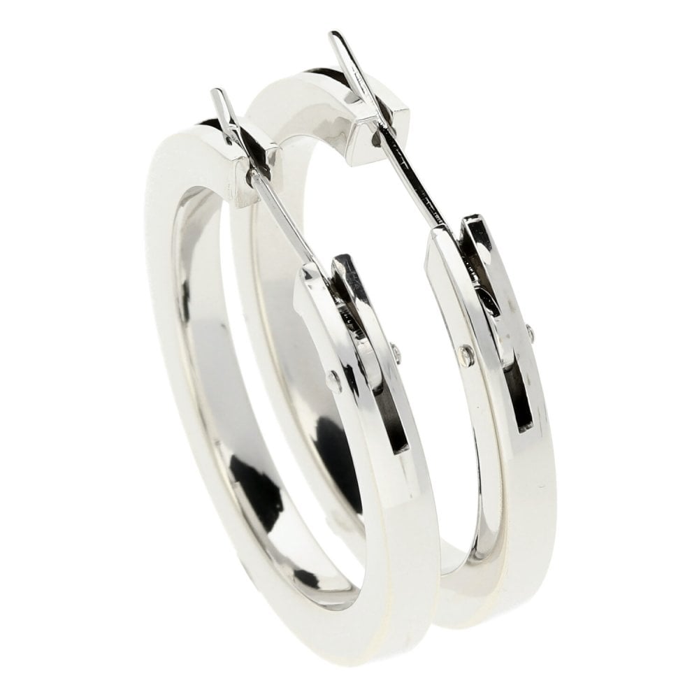 9ct White Gold Hoop Earrings - 3.5g