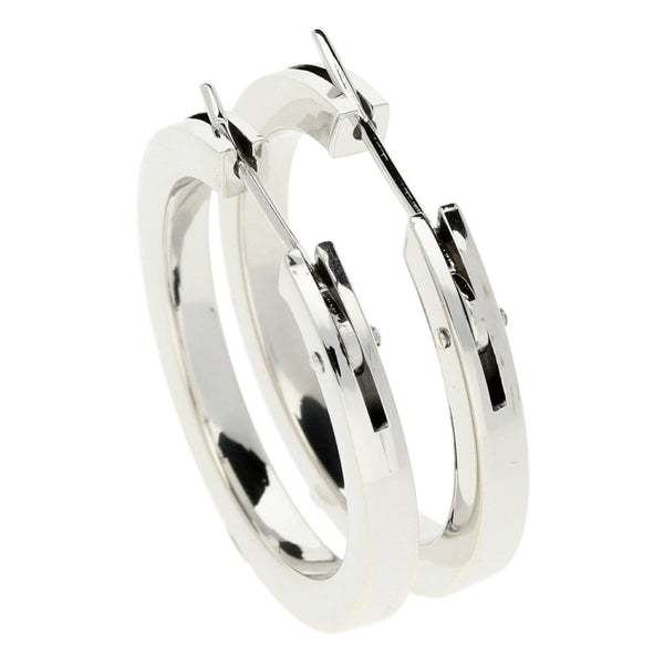 9ct White Gold Hoop Earrings - 3.5g