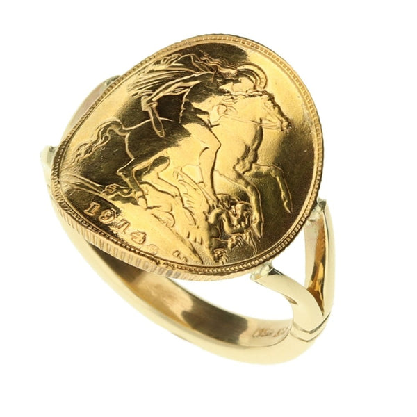 1914 Bent-Over Half Sovereign Ring - 6.9g