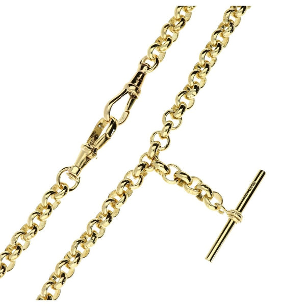 9ct Yellow Gold Gents T-Bar & Albert Chain  - 49.5g
