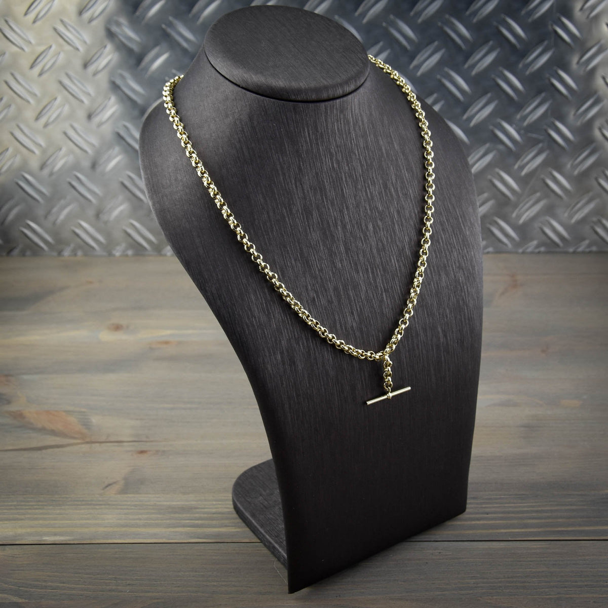9ct Yellow Gold Gents T-Bar & Albert Chain  - 49.5g