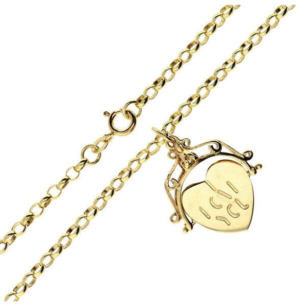 9ct Yellow Gold 'I Love You' Pendant & Chain - 12.9g