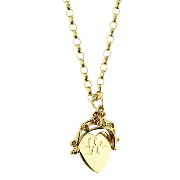 9ct Yellow Gold 'I Love You' Pendant & Chain - 12.9g
