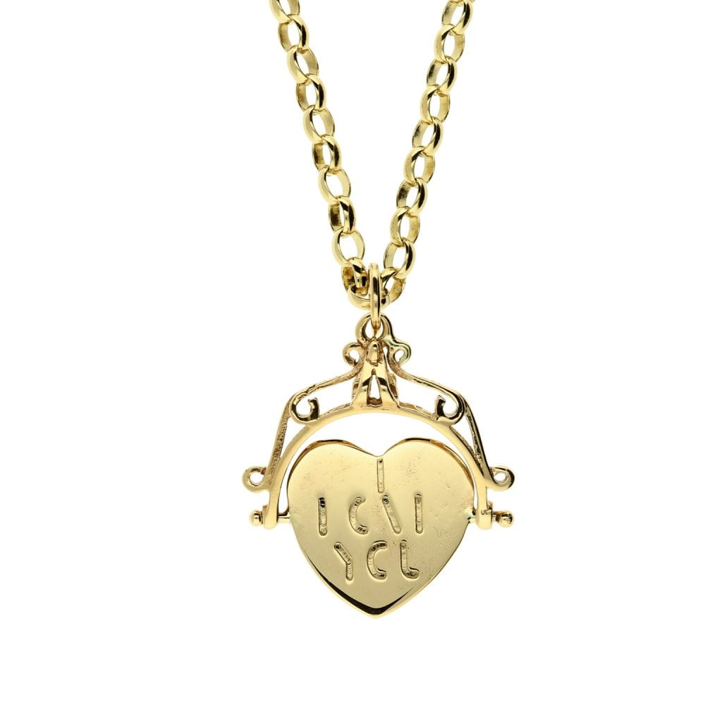 9ct Yellow Gold 'I Love You' Pendant & Chain - 12.9g