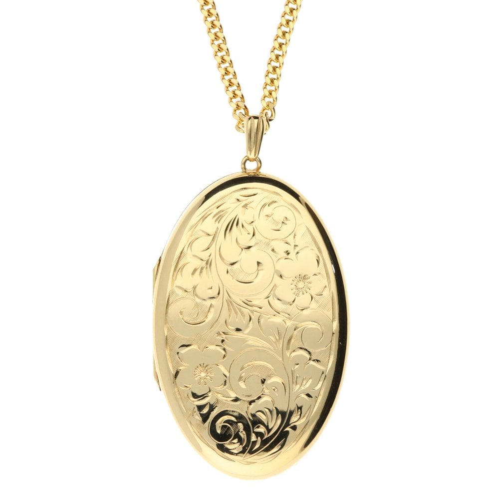 Large 9ct Yellow Gold Locket & Chain - 21.4g