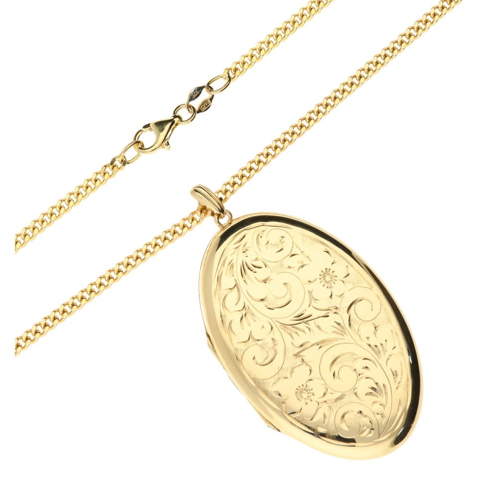 Large 9ct Yellow Gold Locket & Chain - 21.4g