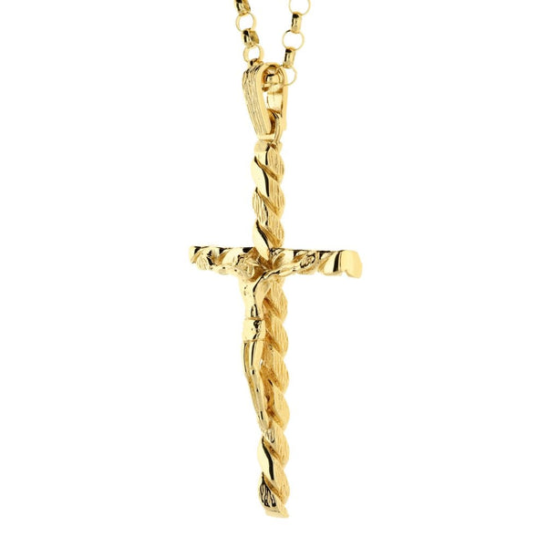 9ct Gold Large Crucifix & Chain - 59.1g