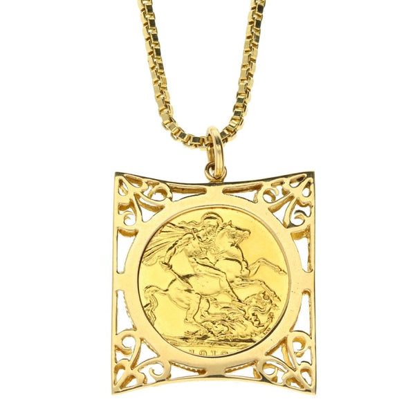 Gold 1912 Full Sovereign Pendant & Chain - 21.2g