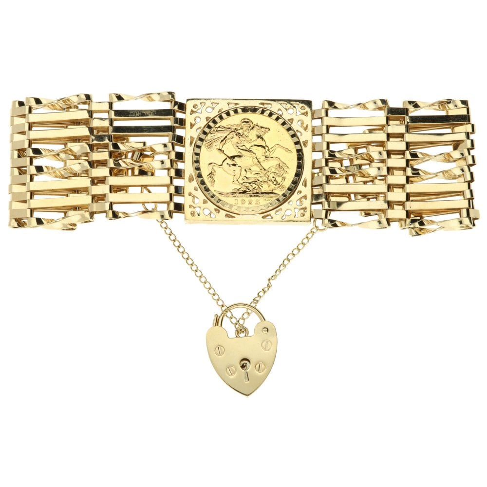 Gold Gate Bracelet With 1925 Gold Full-Sovereign Coin - 28.8g