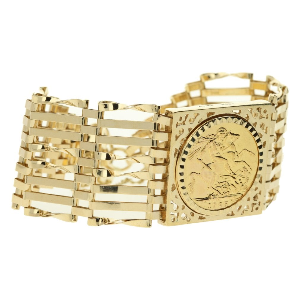Gold Gate Bracelet With 1925 Gold Full-Sovereign Coin - 28.8g