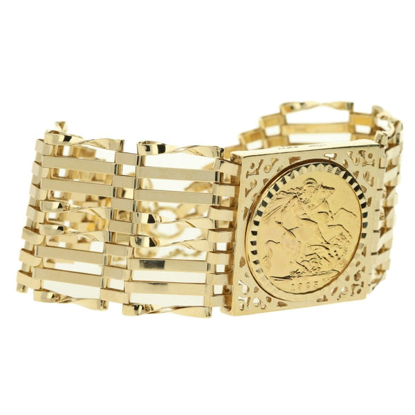 Gold Gate Bracelet With 1925 Gold Full-Sovereign Coin - 28.8g