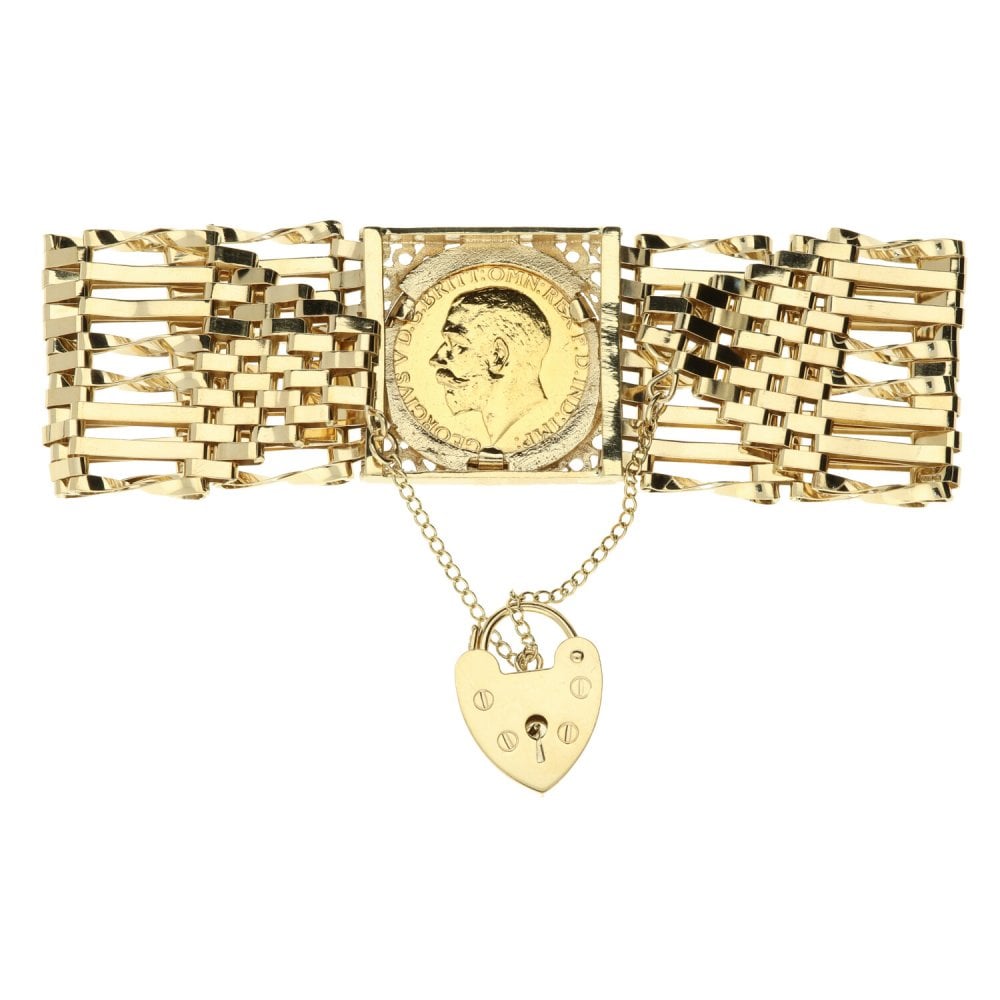 Gold Gate Bracelet With 1925 Gold Full-Sovereign Coin - 28.8g