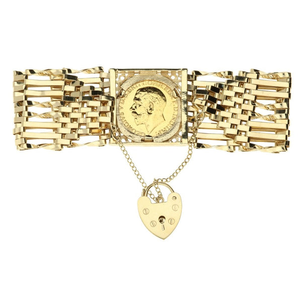Gold Gate Bracelet With 1925 Gold Full-Sovereign Coin - 28.8g