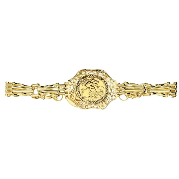 Gold Gate Bracelet With 1982 Gold Half-Sovereign Coin - 16.0g