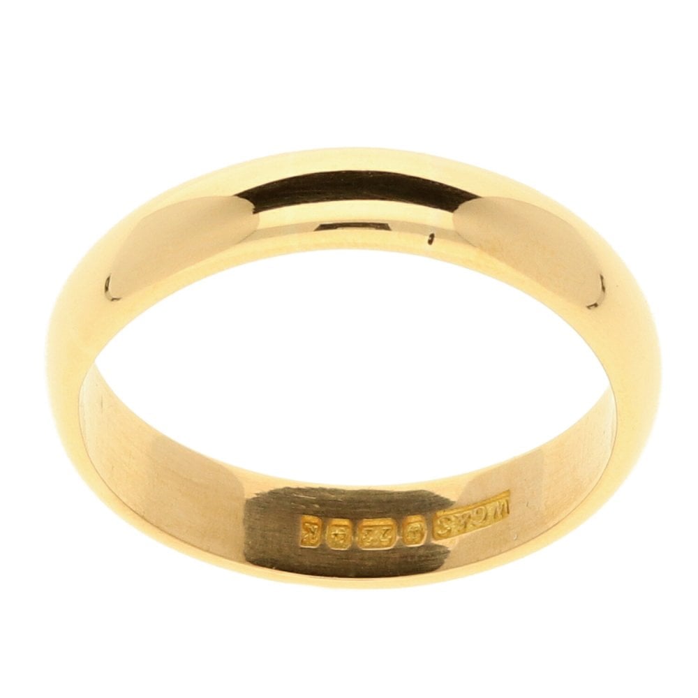 22ct Gold 4mm D-Shape Wedding Ring - 5.2g