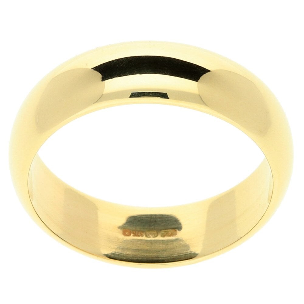 9ct Yellow Gold 7mm D-Shape Wedding Ring - 9.9g