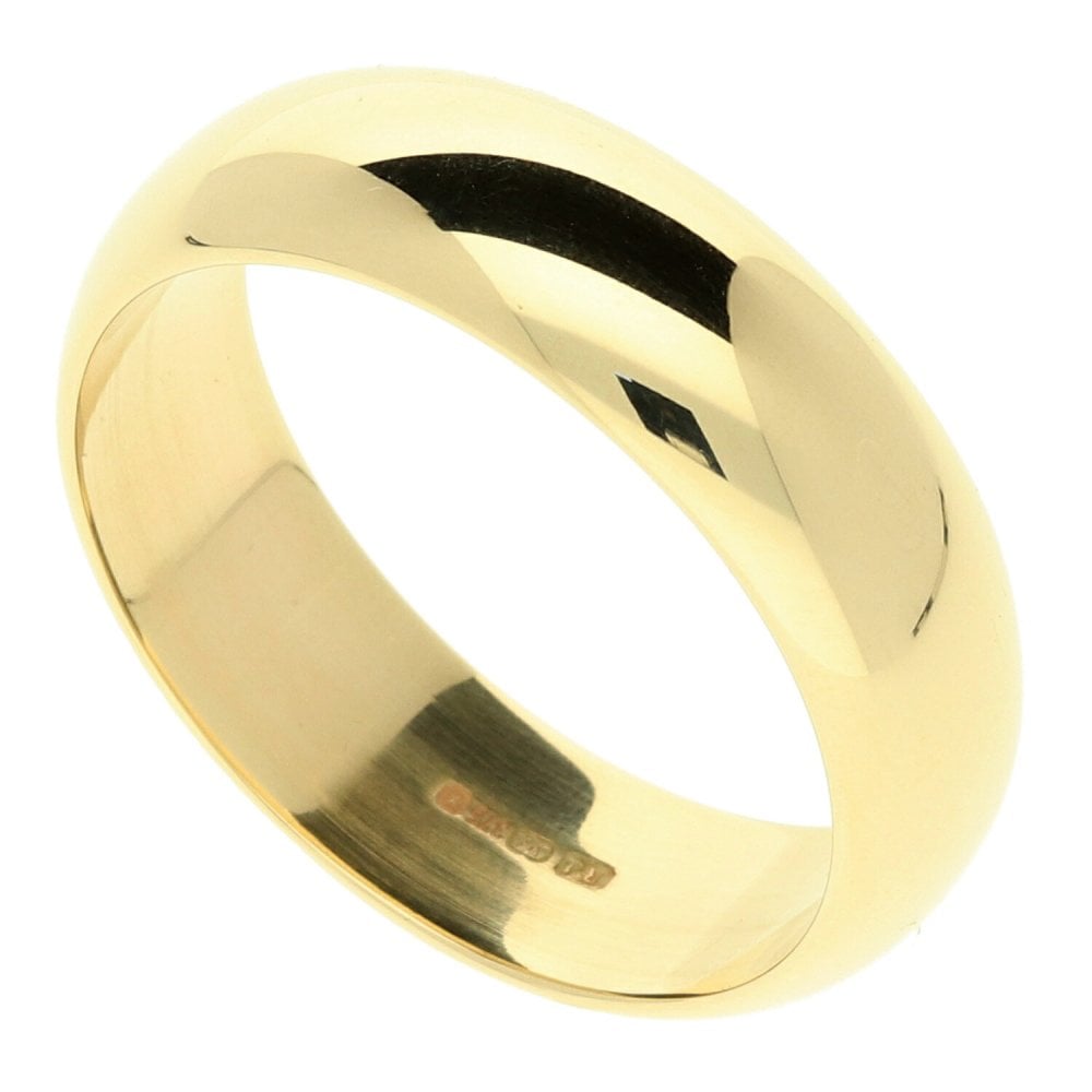 9ct Yellow Gold 7mm D-Shape Wedding Ring - 9.9g