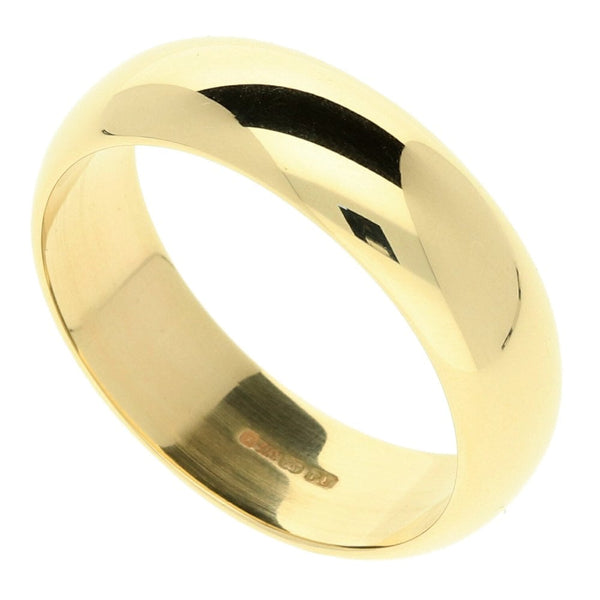 9ct Yellow Gold 7mm D-Shape Wedding Ring - 9.9g