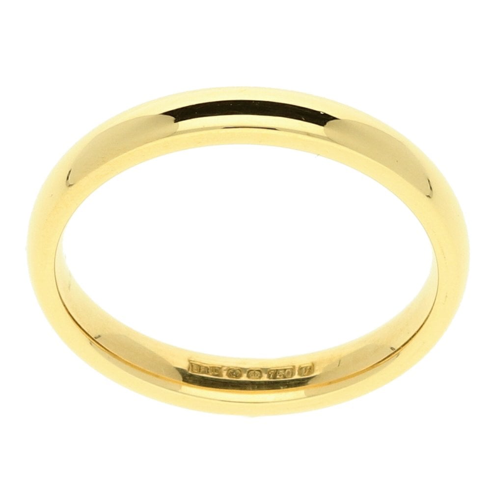 18ct Yellow Gold 3mm Court Wedding Ring - 4.4g